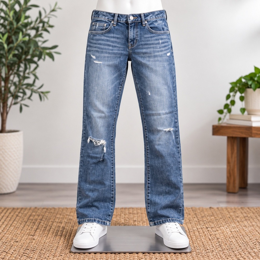 Converse One Star Crosby Tom Boy Jeans Womens 34x31 Blue Distressed Studded